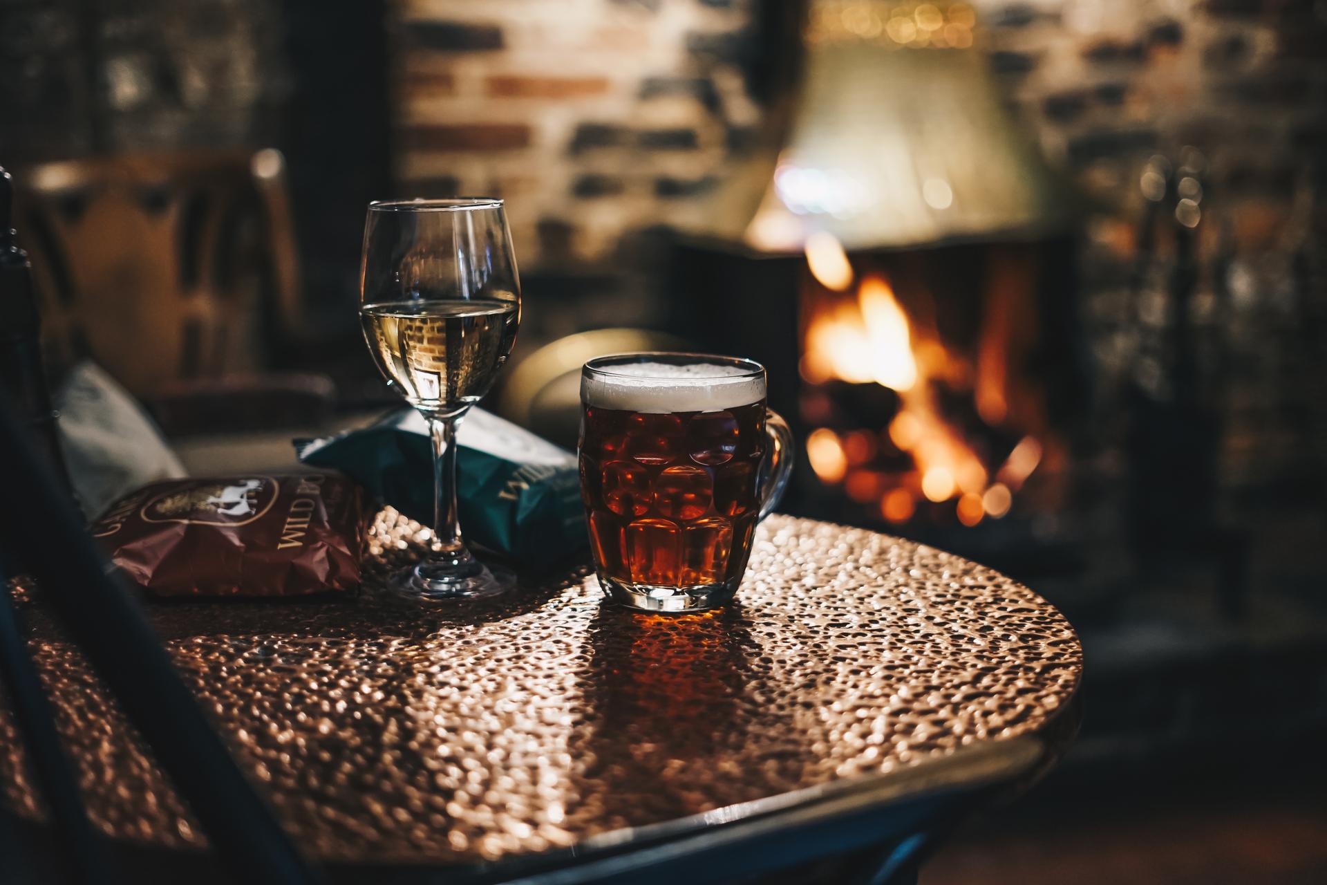 Cosy wine and beer on holiday
